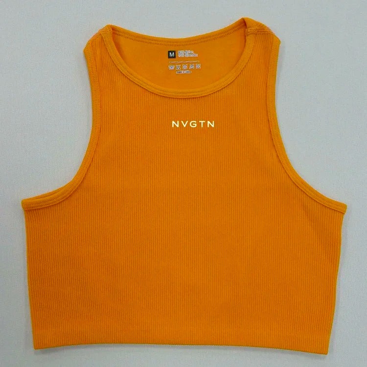 NV Top Camisole Fitness Seamless knitted deep V Vest Threaded Yoga Underwear Seamless Knit Vertical Stripe tank top