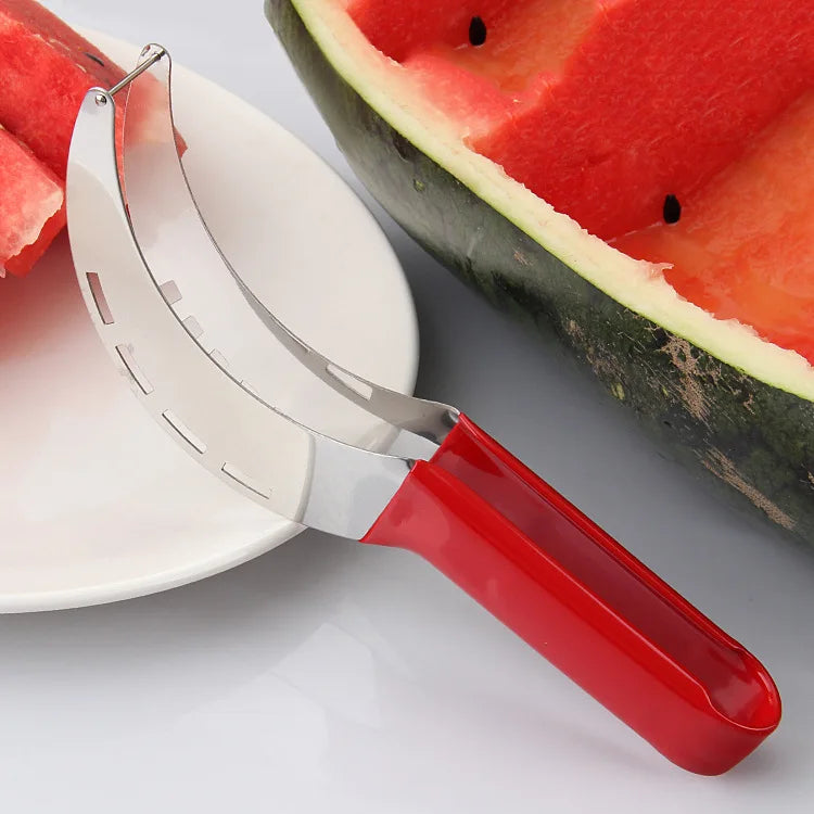 Watermelon Slicer Cutter Stainless Steel Color Non-slip Plastic Wrap Handle Not Hurt Hands Cantaloupe Kitchen Fruit Cutting Tool