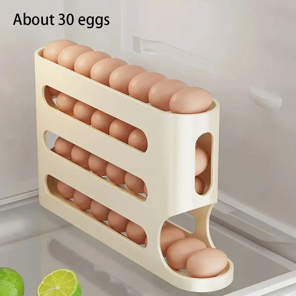 Multi-Tier High-Capacity Automatic Slide-Down Egg Holder Refrigerator Side Egg Storage Tray Kitchen Egg Storage Tray