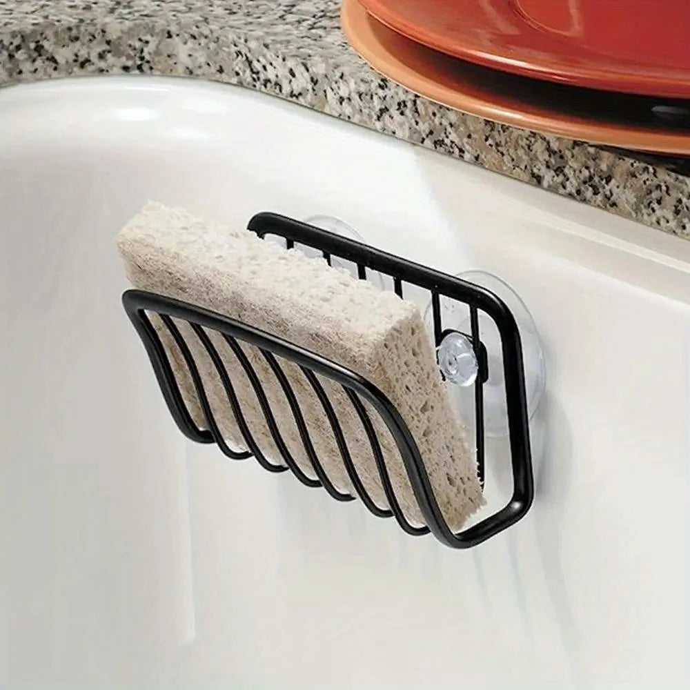 1pc Sink Sponge Rack Drain Storage Shelf Stainless Steel Kitchen Wire Ball Rag Organizer Holder Kitchen Storage Rack