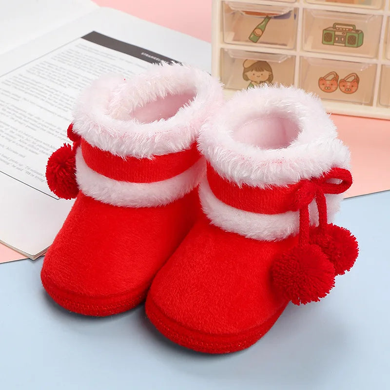 Newborn Booties Baby Socks Shoes Girl Winter Warm Cute Toddler Prewalkers Soft Anti-slip Infant Newborn Crib Crawl Shoes