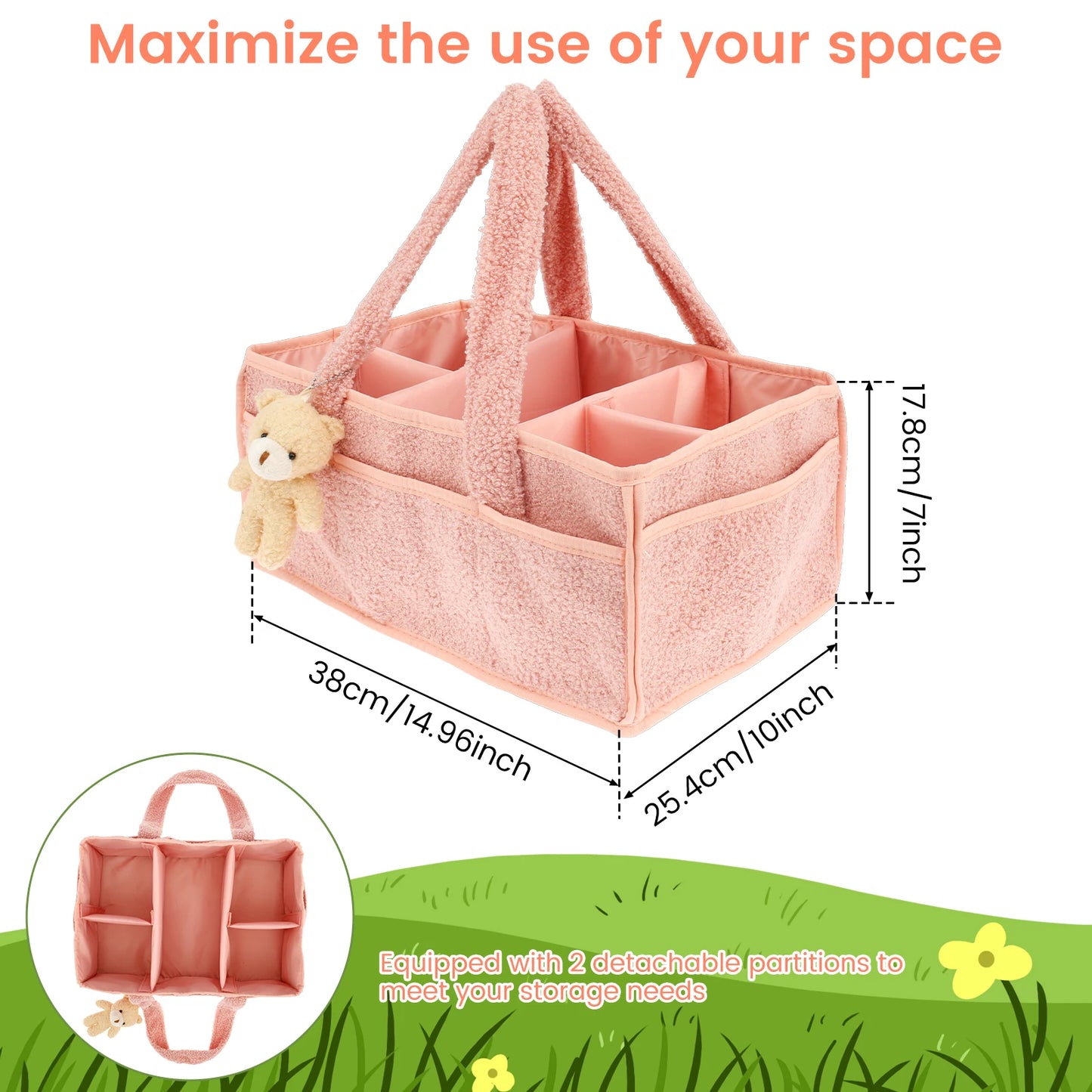 Diaper Bag for Baby Newborn Portable Diaper Caddy Organizer with Handle Large Pocket Diaper Bags Organizer for Baby Care