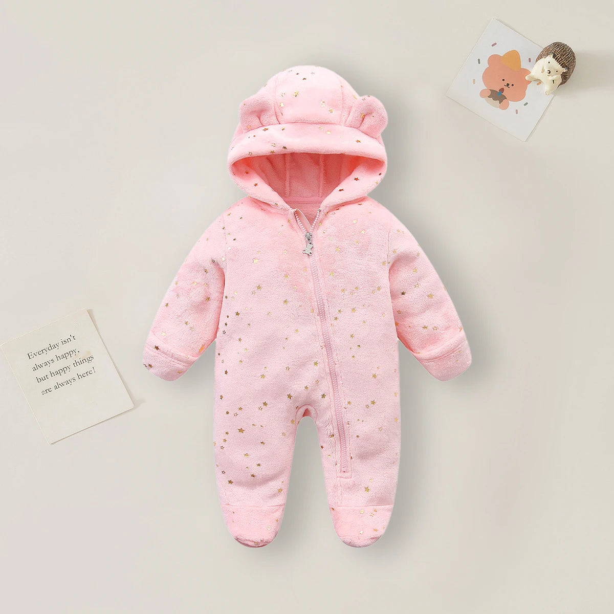 AYNIGIELL 0-12M Cartoon Newborn Bodysuit Warm RompersSoft Newborn Baby Clothes Flannel Autumn Winter Baby Boys Girls Jumpsuit