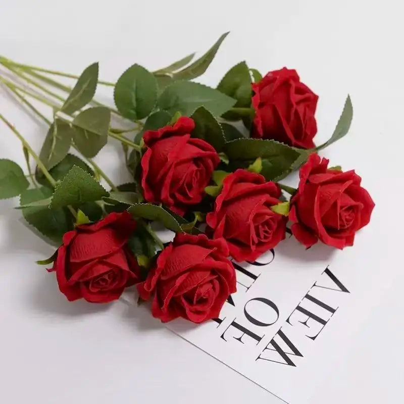 1~20pcs Artificial rose decoration Red rose Realistic artificial flowers Fake flowers Wedding dining table home decoration