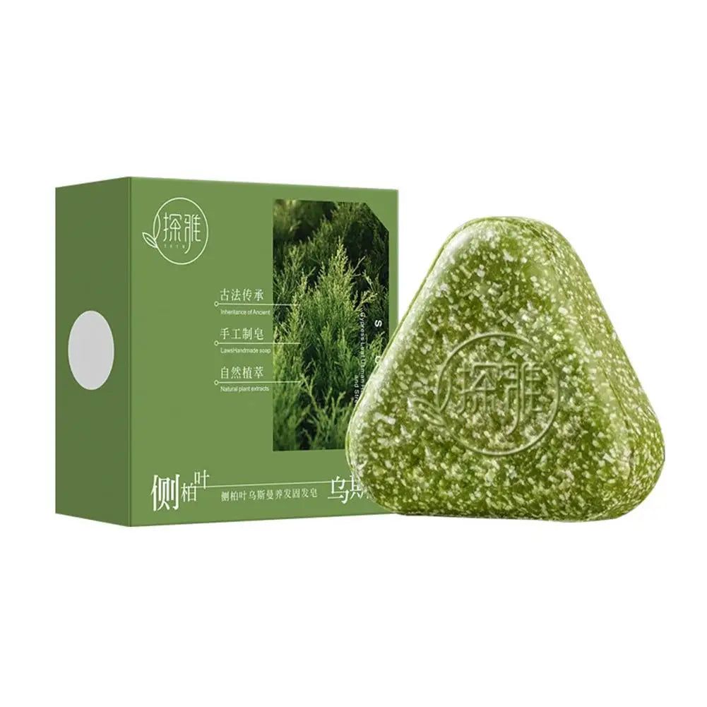 120g Usman Grass & Platycladus Herbal Shampoo Soap Natural Hair Treat Strengthens Roots Controls Oil Cleanses Scalp Hair Care