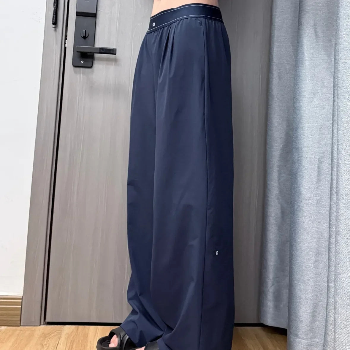 2025 fashionable, versatile, simple and sporty woven reflective letter casual, loose, light and quick-drying pants