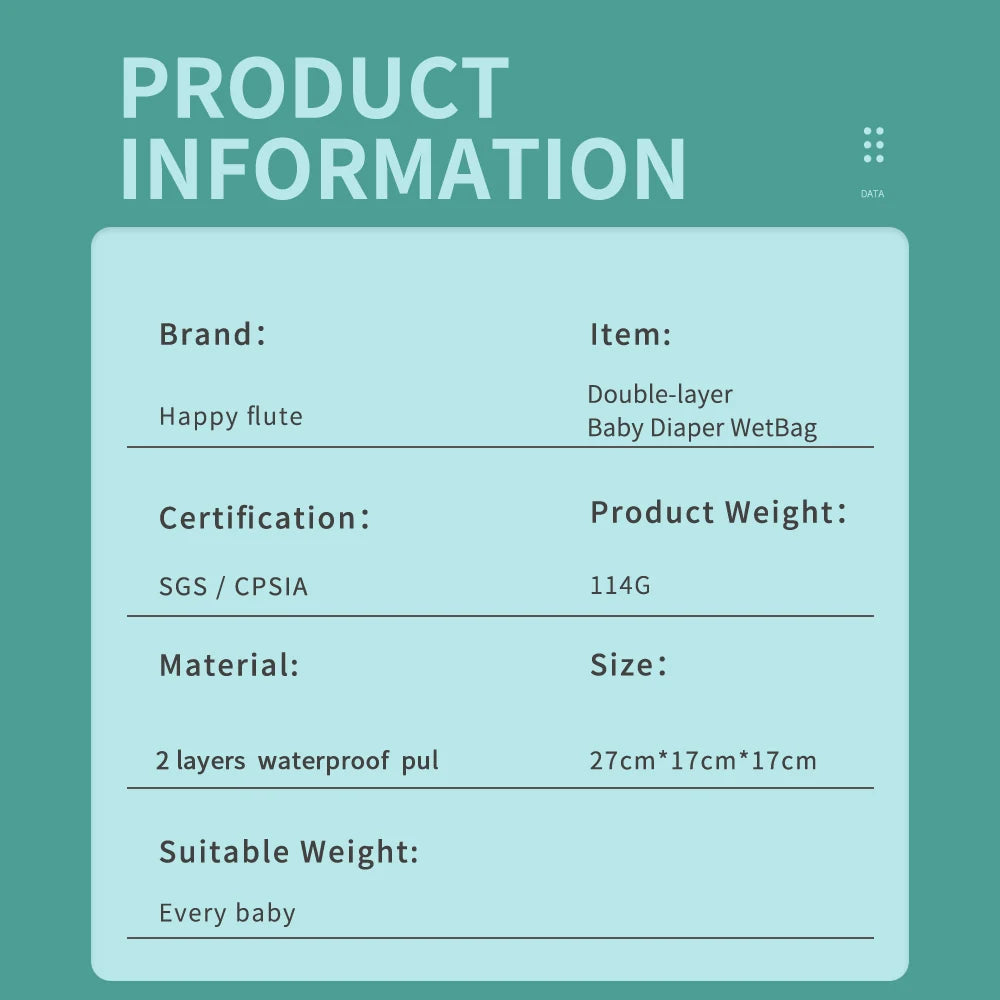 HappyFlute Wet Dry Bags for Baby Cloth Diapers Waterproof Pod Hanging Diaper Bag Reusable Washable for Baby Stroller Diaper Bag