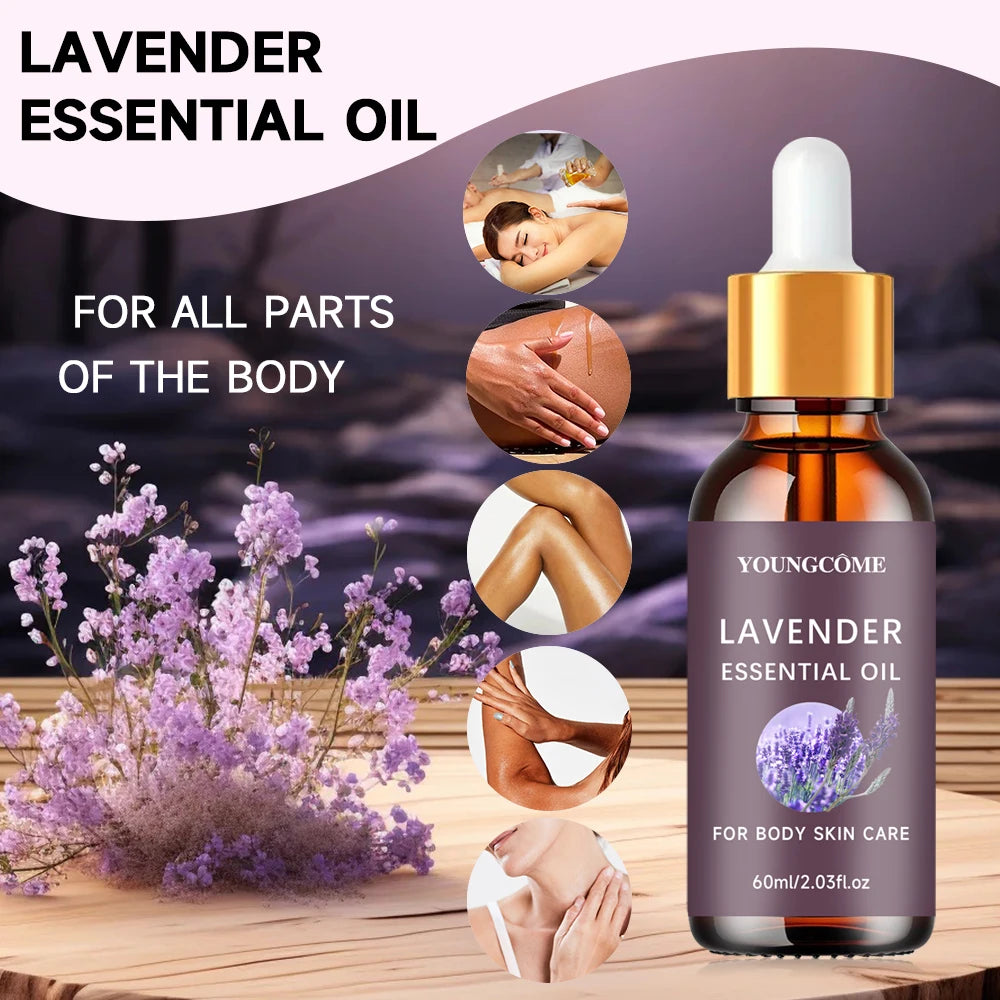 Organic Lavender Essential Oil 100% Pure - Aromatherapy for Sleep & Stress Relief, Natural Skin & Hair Care, Skin 40/60ml set