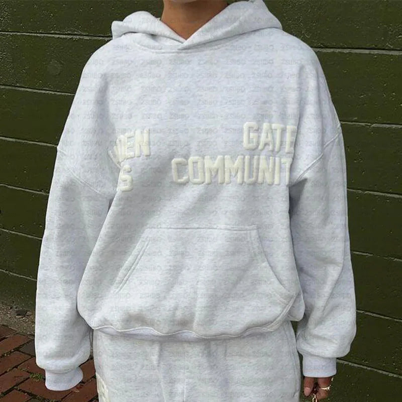 Harajuku Sweatshirt Streetwear Women's Hoodie Pants Unisex Fashion Sportswear Pullover Top Sweatpants Men's Jacket Clothes