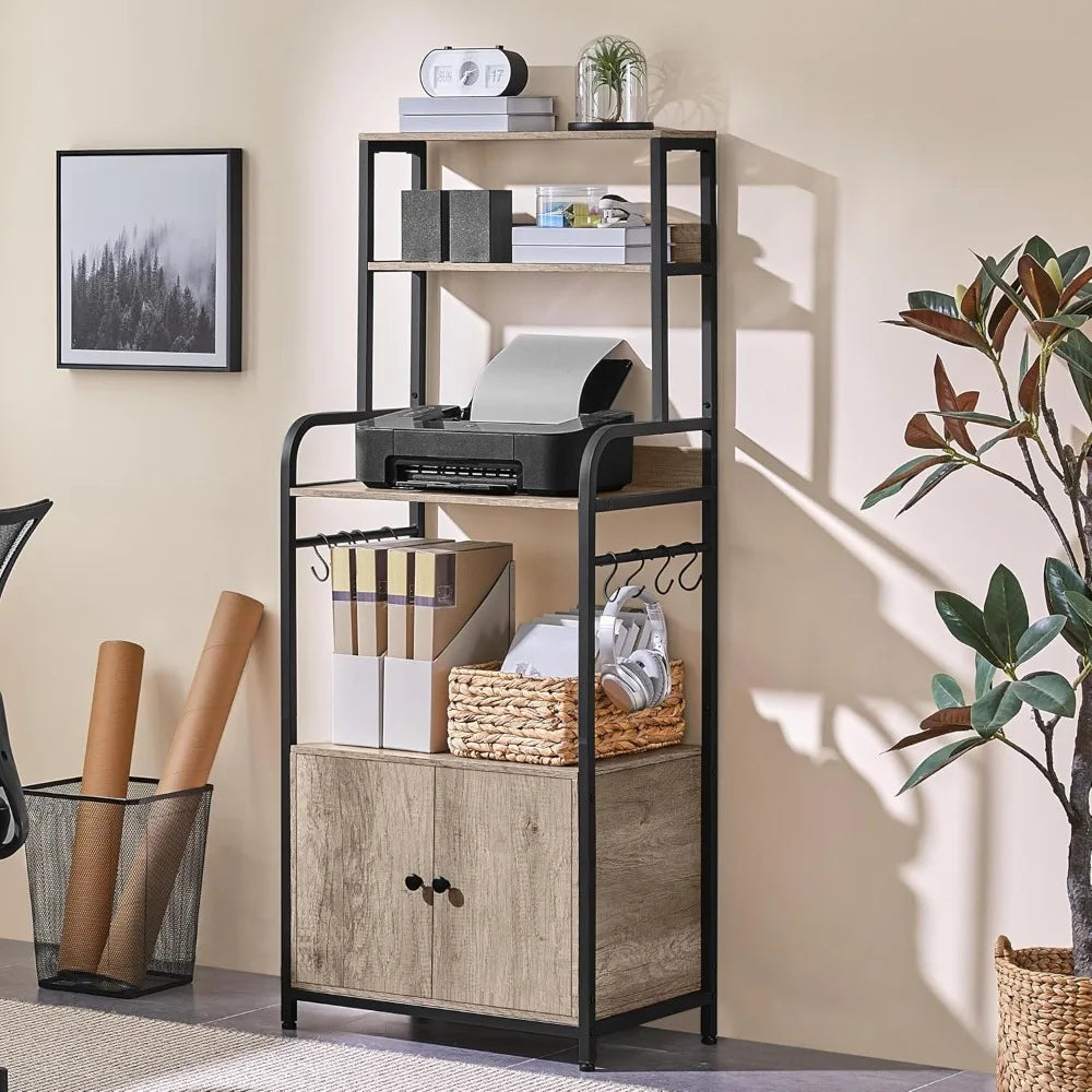 Yaheetech 4-Tier Kitchen Bakers Rack with Storage Cabinet and Hutch, Microwave Oven Stand Coffee Bar Pantry Cabinet with 8 S Hoo