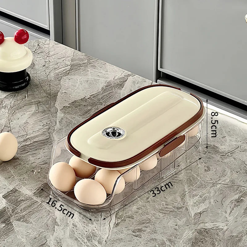 Household Multi-layer Automatic Rolling Egg Storage Box Kitchen Egg Rack Tray Refrigerator Timing Special Egg Carton