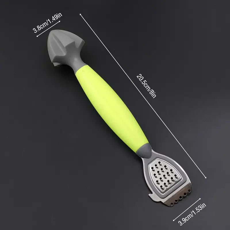 Multifunctional Lemon Zester & Juicer - Green Handle Stainless Steel Blade for Citrus Juicing & Grating, Kitchen Tool