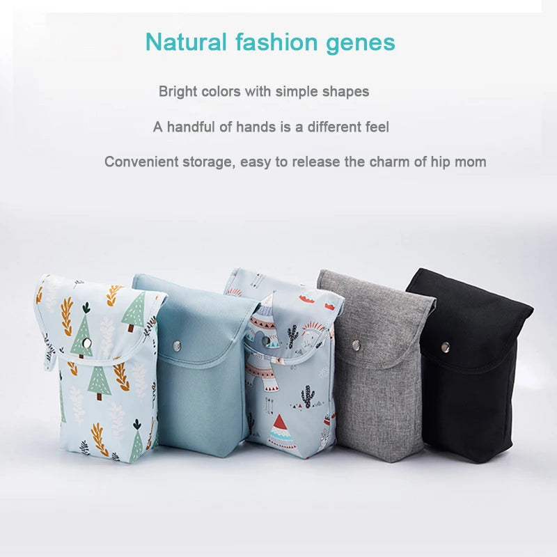 Baby Diaper Bag with Cartoon Printed Waterproof Diaper Storage Bag for Outdoor Carrying Bag for Household Wet Diaper Storage
