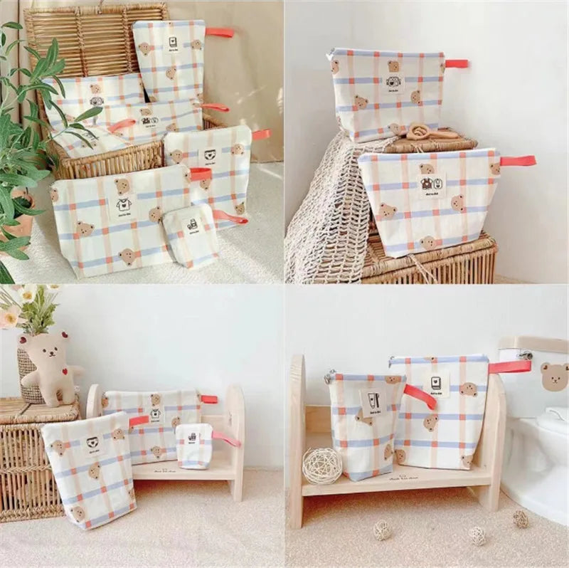 Waterproof Baby Diaper Storage Bag 7pcs/set Kindergarten Kids Clothing Nappies Organizer Toilet Storage Medicine Bento Bag