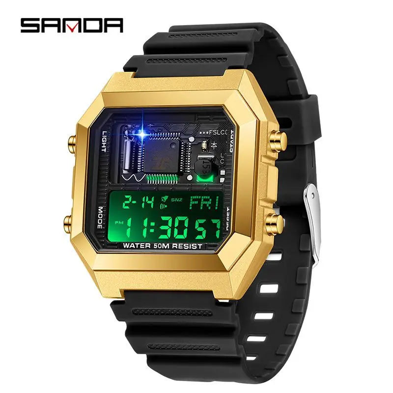 SANDA 6216 Sport Student Electronic Watch Alarm Clock Multifunction Waterproof Shockproof Luminous Calendar Casual Men's Watches