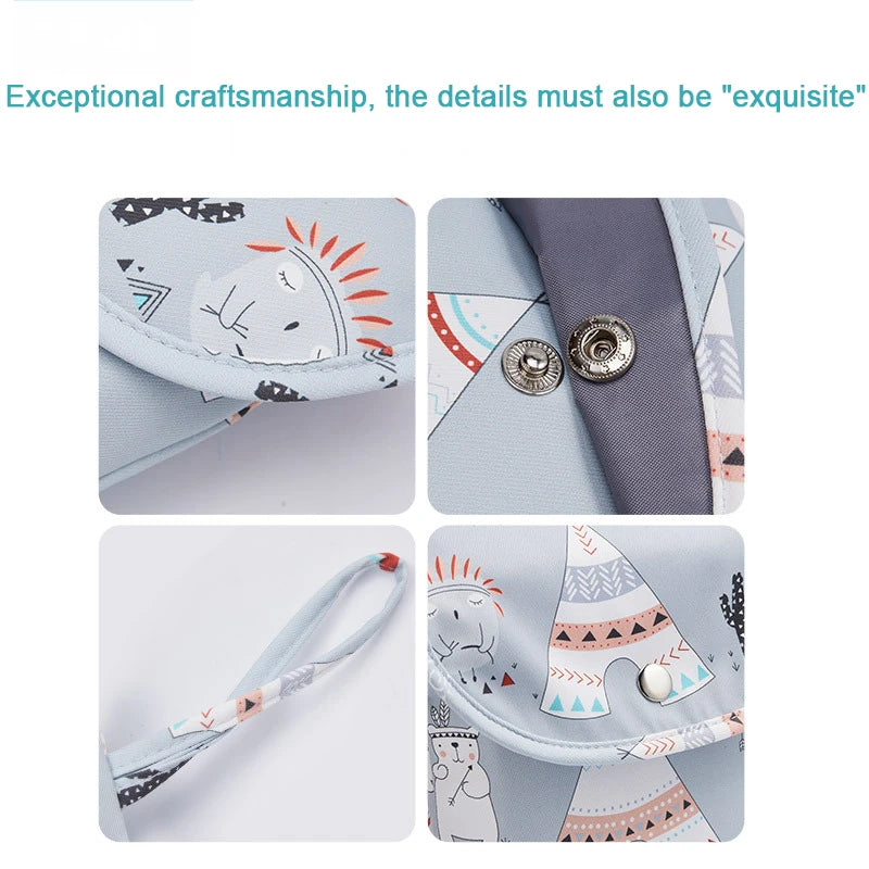 Baby Diaper Bag with Cartoon Printed Waterproof Diaper Storage Bag for Outdoor Carrying Bag for Household Wet Diaper Storage