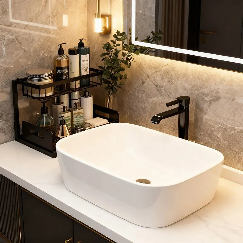 Under Sink 2 Tier Sliding Cabinet Basket Organizer Drawer Pull Out Cabinet Multi-PurposeSink Organizer for Bathroom Kitchen