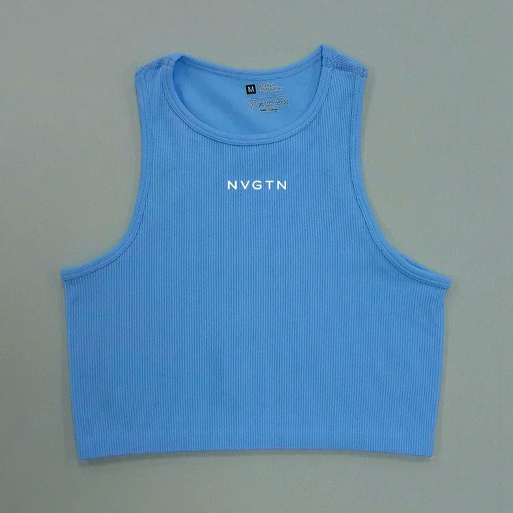 NV Top Camisole Fitness Seamless knitted deep V Vest Threaded Yoga Underwear Seamless Knit Vertical Stripe tank top