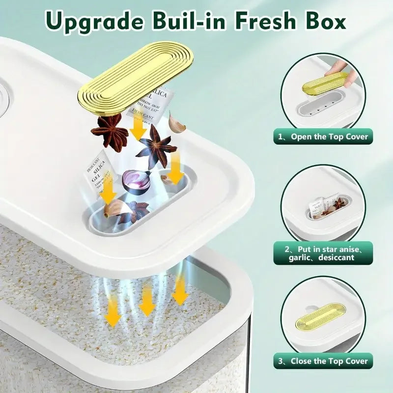 11.02LB 22.05LB metering distributor, large dry food storage container, food distributor for kitchen organization and food stora