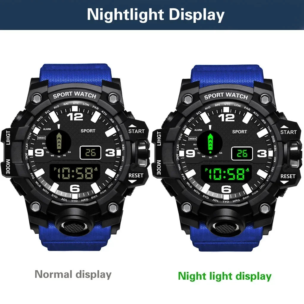 New Men's Watch LED Digital Men Sport Watches Fitness Electronic Watch Multifunction Military Sports Watches Clock Kids Gifts
