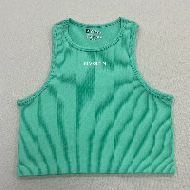 NV Top Camisole Fitness Seamless knitted deep V Vest Threaded Yoga Underwear Seamless Knit Vertical Stripe tank top