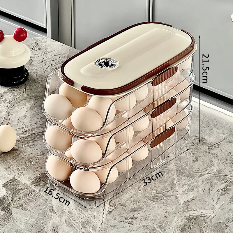Large-capacity automatic rolling egg organizer home kitchen special preservation egg holder