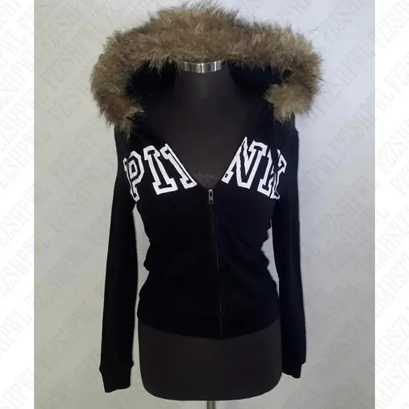 2025 Y2k Women Gothic Hip Hop Fashion Graphic Punk Letter Print Zip Up Hoodies Aesthetic Harajuku Hoodies Clothes Streetwear