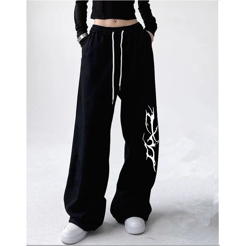 Fashion Personality Print Women Pants High Waist American Street Style Sweatpants Women Hip-hop All-match Woman Trousers