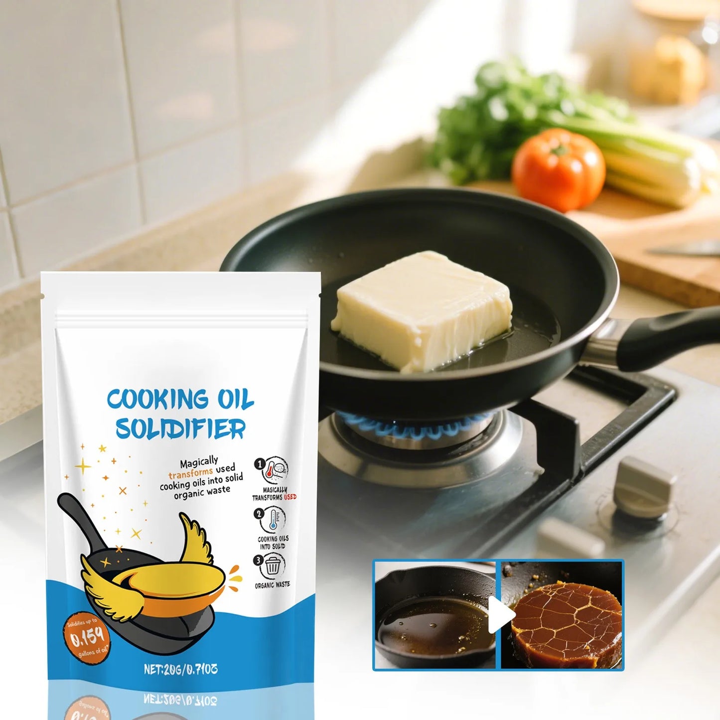 Practical Household Cooking Oil Solidifier Rapidly Solidify Fry Barbecue Waste Oil Hardener Eco-Friendly Kitchen Cleaning Tool