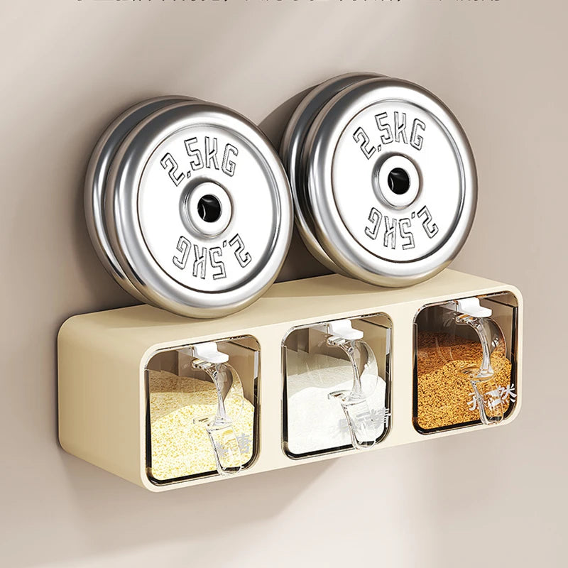 AOBT Wall-mounted moisture-proof seasoning box for home kitchen with condiment bottles for salt, MSG, and other condiments.