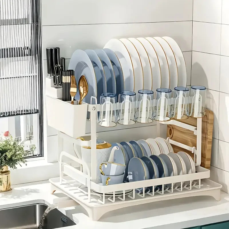 Pink Dish rack, kitchen storage organizer for bowls and plates, snap-on design, no drilling install, trendy home appliance