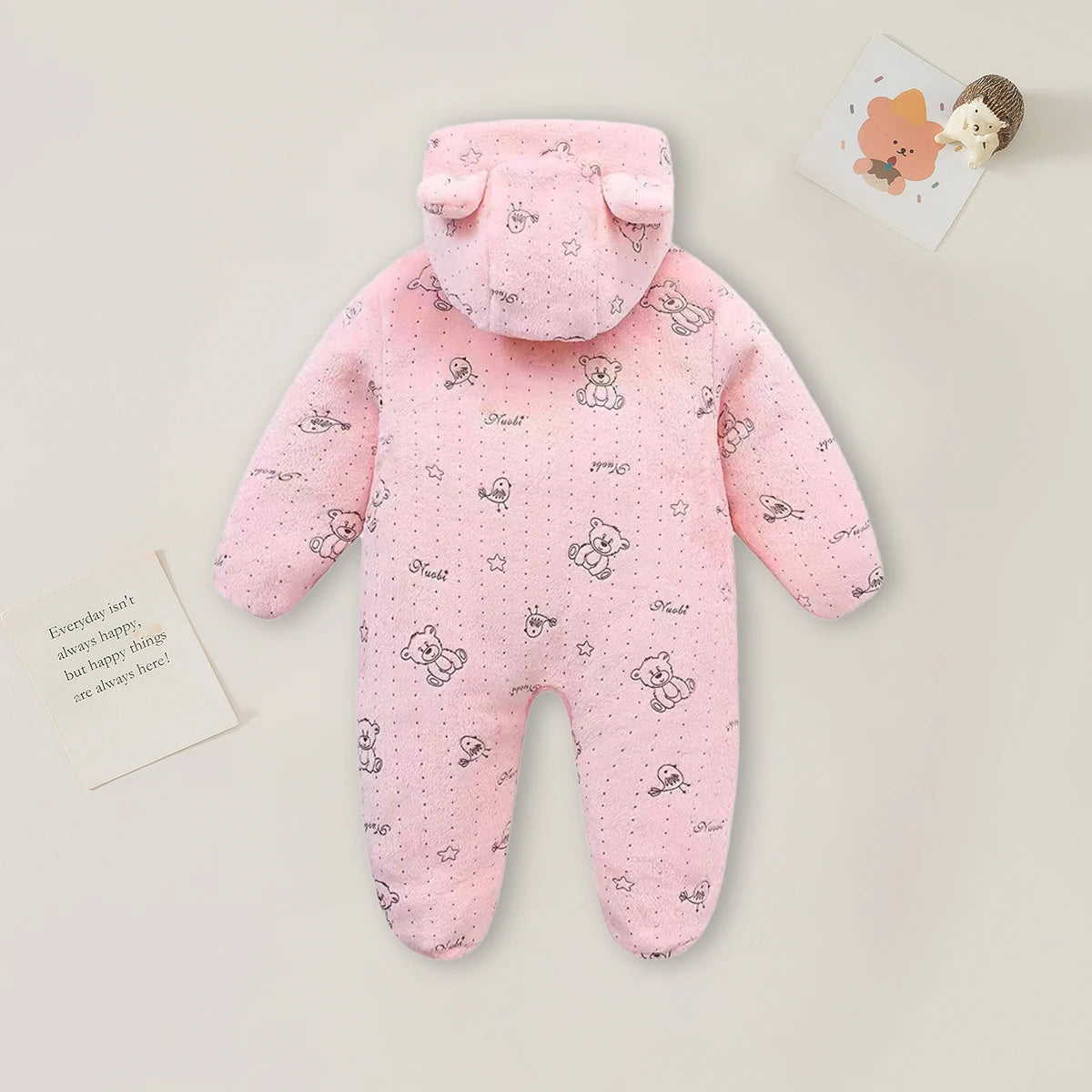 AYNIGIELL 0-12M Cartoon Newborn Bodysuit Warm RompersSoft Newborn Baby Clothes Flannel Autumn Winter Baby Boys Girls Jumpsuit