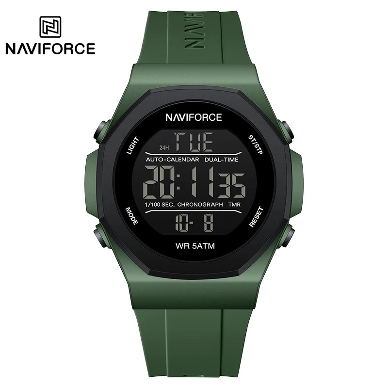 NAVIFORCE Creative Multifunction Male Wristwatches Silicone Strap LCD Display Electronic Watches for man Casual Wild Male Clocks