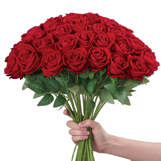 1~20pcs Artificial rose decoration Red rose Realistic artificial flowers Fake flowers Wedding dining table home decoration