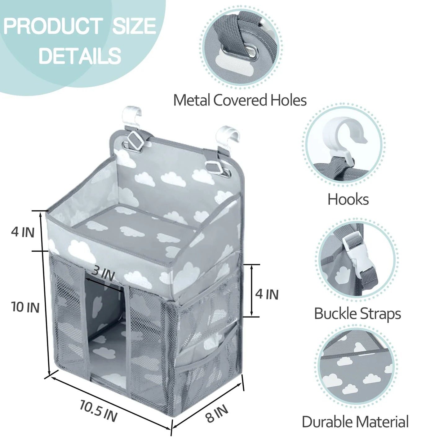 PANGDUBE Baby Diaper Stackers & Caddies Hanging Diaper Bag for Crib Diaper Organizer for Baby Thing Baby Bed Hanging Storage Bag