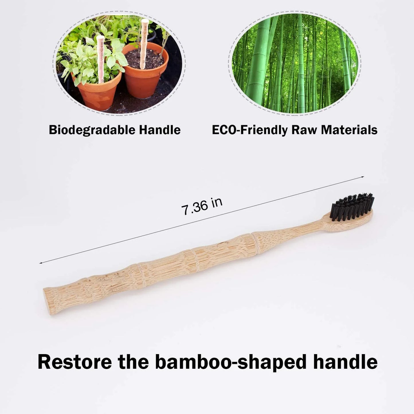 Bamboo Toothbrush Medium Stiff Bristles Eco-Friendly and Biodegradable Bamboo joint Wood Handle Organic Toothbrushes 5Pcs