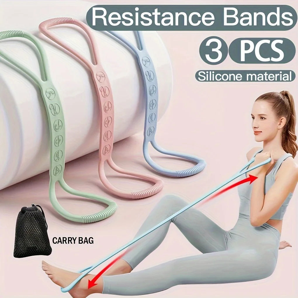 Silicone Resistance Bands Non-Slip Tension Stretch Straps for Fitness Yoga Home & Outdoor Exercise Equipment