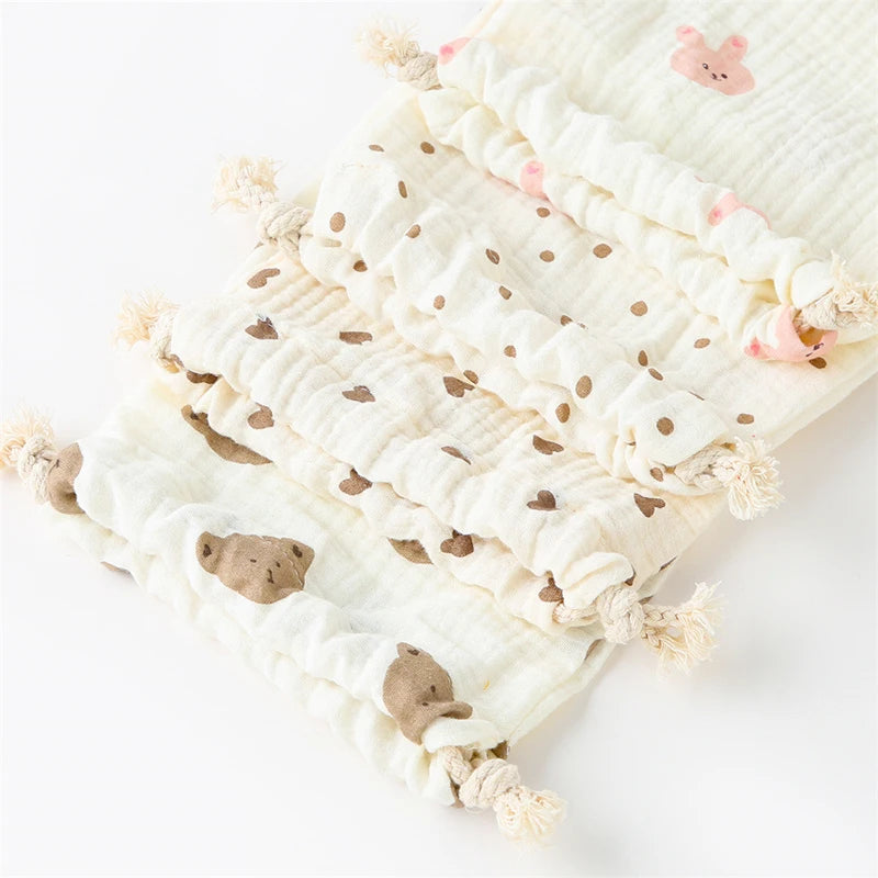 3 PCS Cotton Muslin Stroller Hanging Pocket Baby Towel Diaper Pouch Baby Drawstring Storage Bags Baby Items Accessories