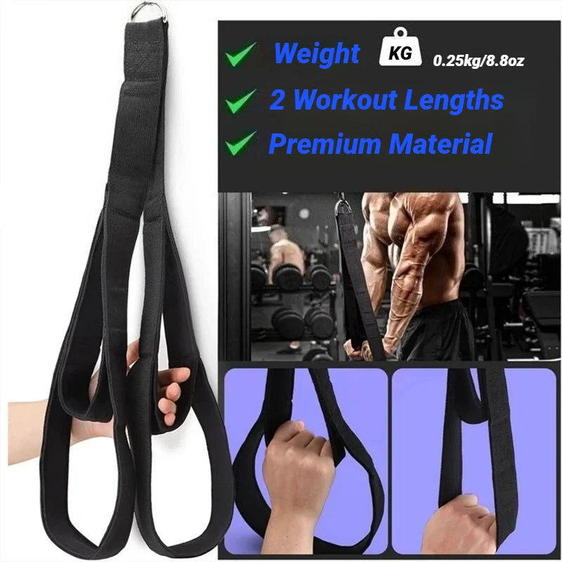 Fitness Tricep Rope Pull Down Workout Cable Attachment Strength Biceps Triceps Training Double Ended Tension Webbing