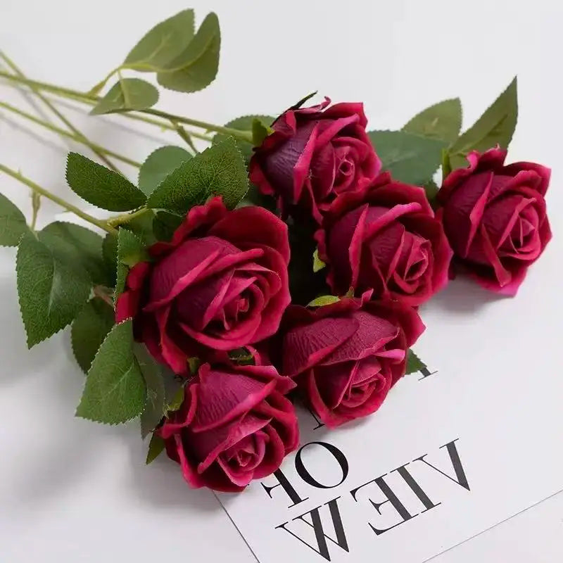 1~20pcs Artificial rose decoration Red rose Realistic artificial flowers Fake flowers Wedding dining table home decoration