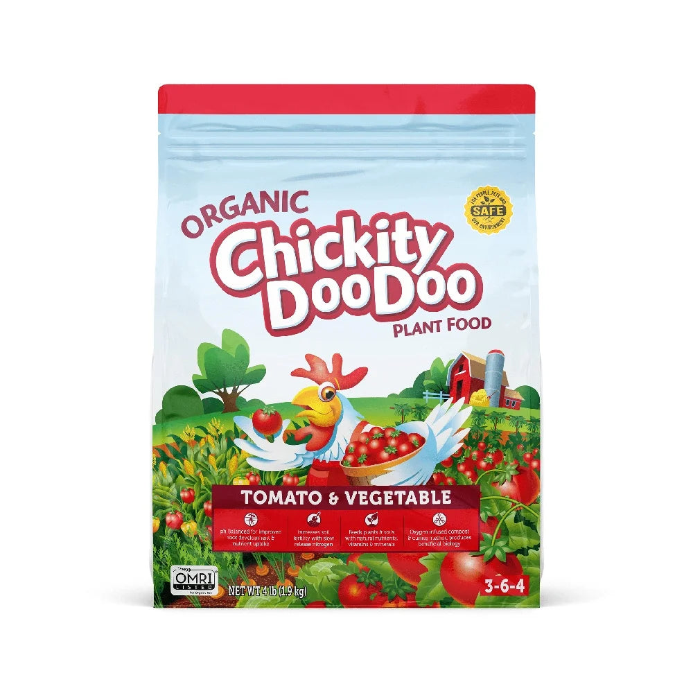 Organic Tomato Vegetable Fertilizer 4lbs 360sqft Compost Chicken Manure Plant Food Natural Nutrients Healthy Garden Low Odor