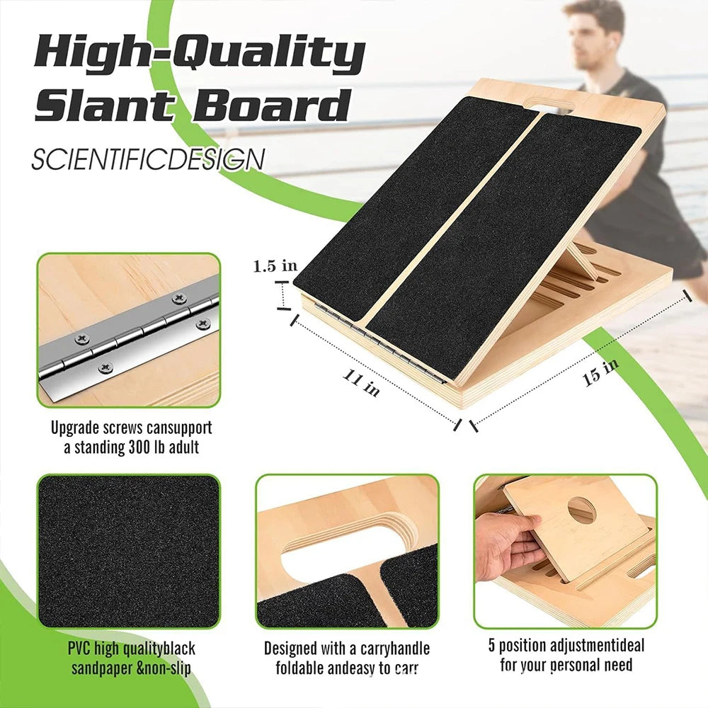 Foldable Wooden Incline Board Adjustable Calf Ankle Stretcher Plyometric Home Stretching Balance Training Fitness Equipment