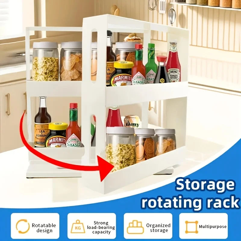 Rotating ABS kitchen organizer – spice rack above the kitchen cabinet