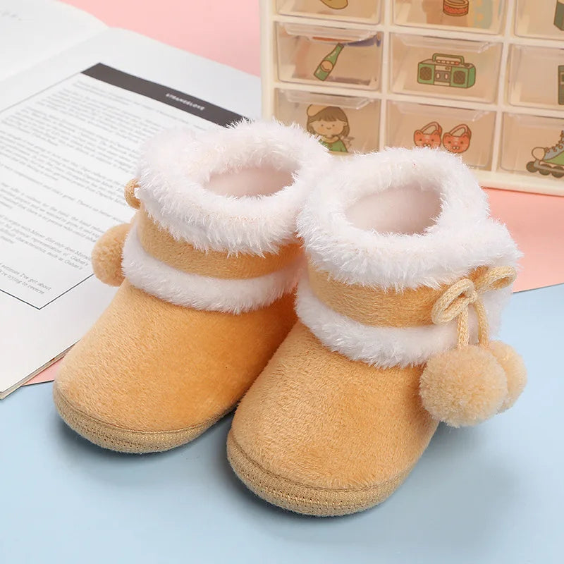 Newborn Booties Baby Socks Shoes Girl Winter Warm Cute Toddler Prewalkers Soft Anti-slip Infant Newborn Crib Crawl Shoes