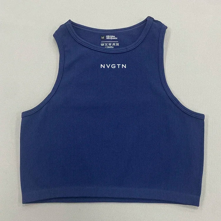 NV Top Camisole Fitness Seamless knitted deep V Vest Threaded Yoga Underwear Seamless Knit Vertical Stripe tank top