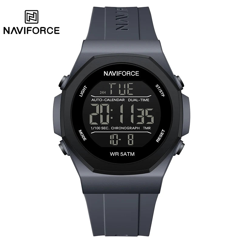 NAVIFORCE Creative Multifunction Male Wristwatches Silicone Strap LCD Display Electronic Watches for man Casual Wild Male Clocks