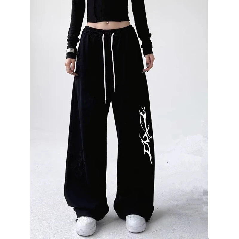 Fashion Personality Print Women Pants High Waist American Street Style Sweatpants Women Hip-hop All-match Woman Trousers