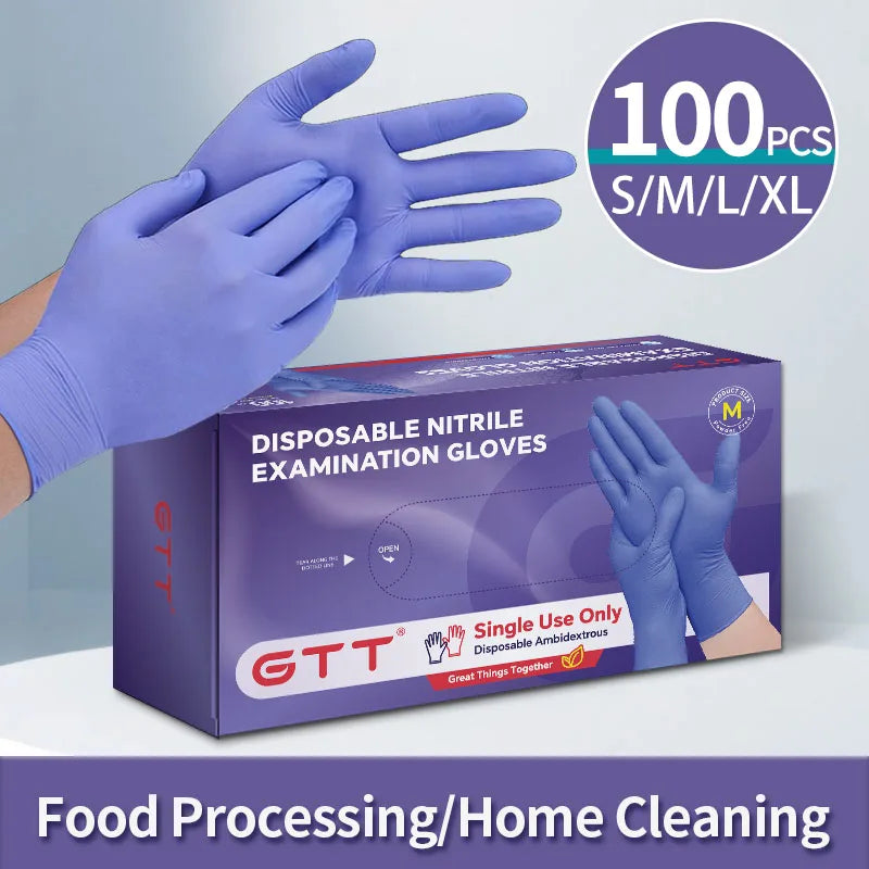 100pcs Disposable Nitrile Gloves Suitable For Home Use Latex Free Suitable For Lab Tattoo Kitchen And Food Contact Thick Durable