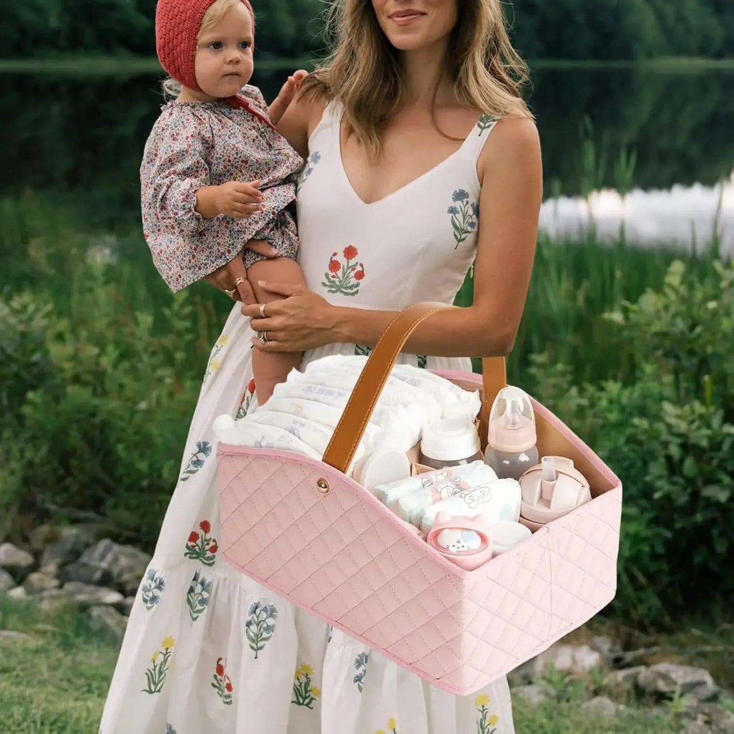 Newborn Baby Diaper Caddy Organizer Baby Room Storage Basket and Changing Box Stylish Nursery Storage Basket