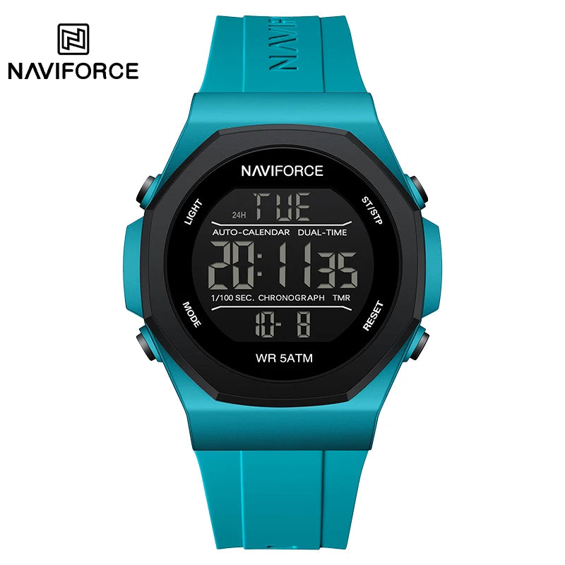 NAVIFORCE Creative Multifunction Male Wristwatches Silicone Strap LCD Display Electronic Watches for man Casual Wild Male Clocks